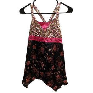 Hannah Montana Y2K Top Handkerchief Hem Sleeveless Party Boho 90s